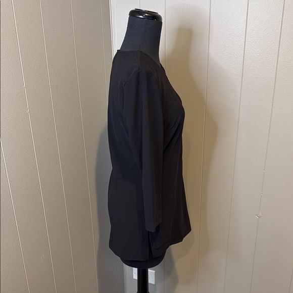 Boston Proper Women’s Small Black Gold Zippered 3/4 Sleeve Blouse - Picture 3 of 5